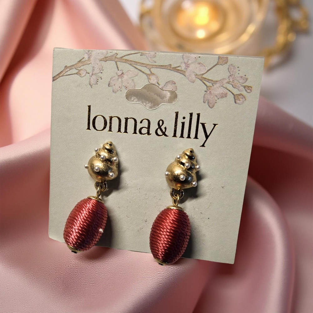 New Lonna & Lilly Goldtone and Red Earrings